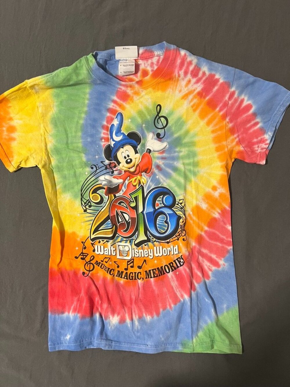 Walt Disney World Parks Music Magic Memories 2016 Tie Dye Shirt Size S Fantasia